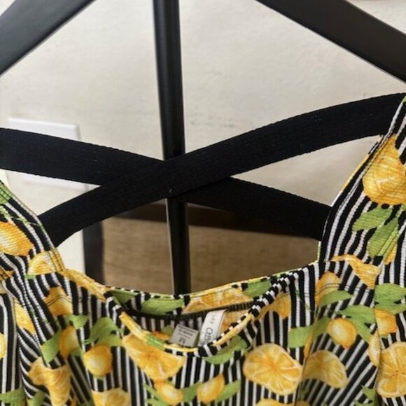 Cato Women's Medium Blouse Fruit Pin Stripes Lemon Motif Polyester RN37080 - Picture 4 of 7